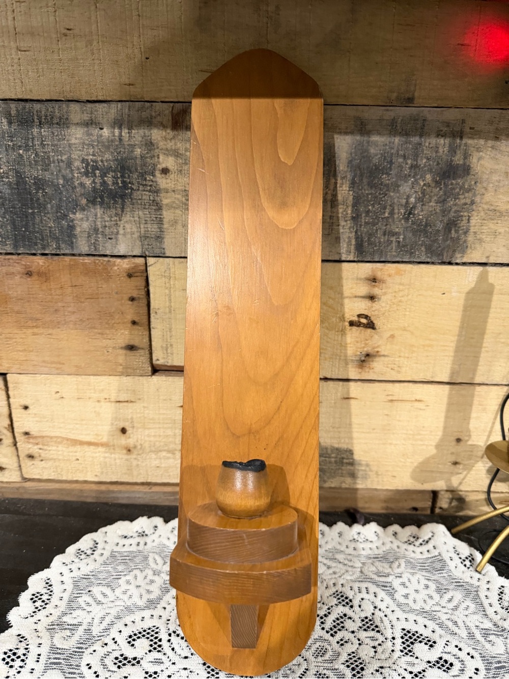 Wooden Wall Sconce Candle Holder - Warm Honey Brown